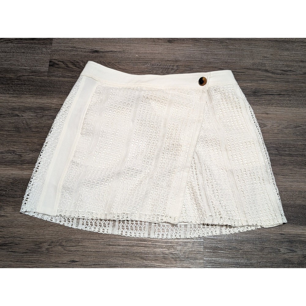 Derek Lam 10 Crosby Optic White Lace Wrap Mini‎ Skirt TS81405LA Size 10 NEW